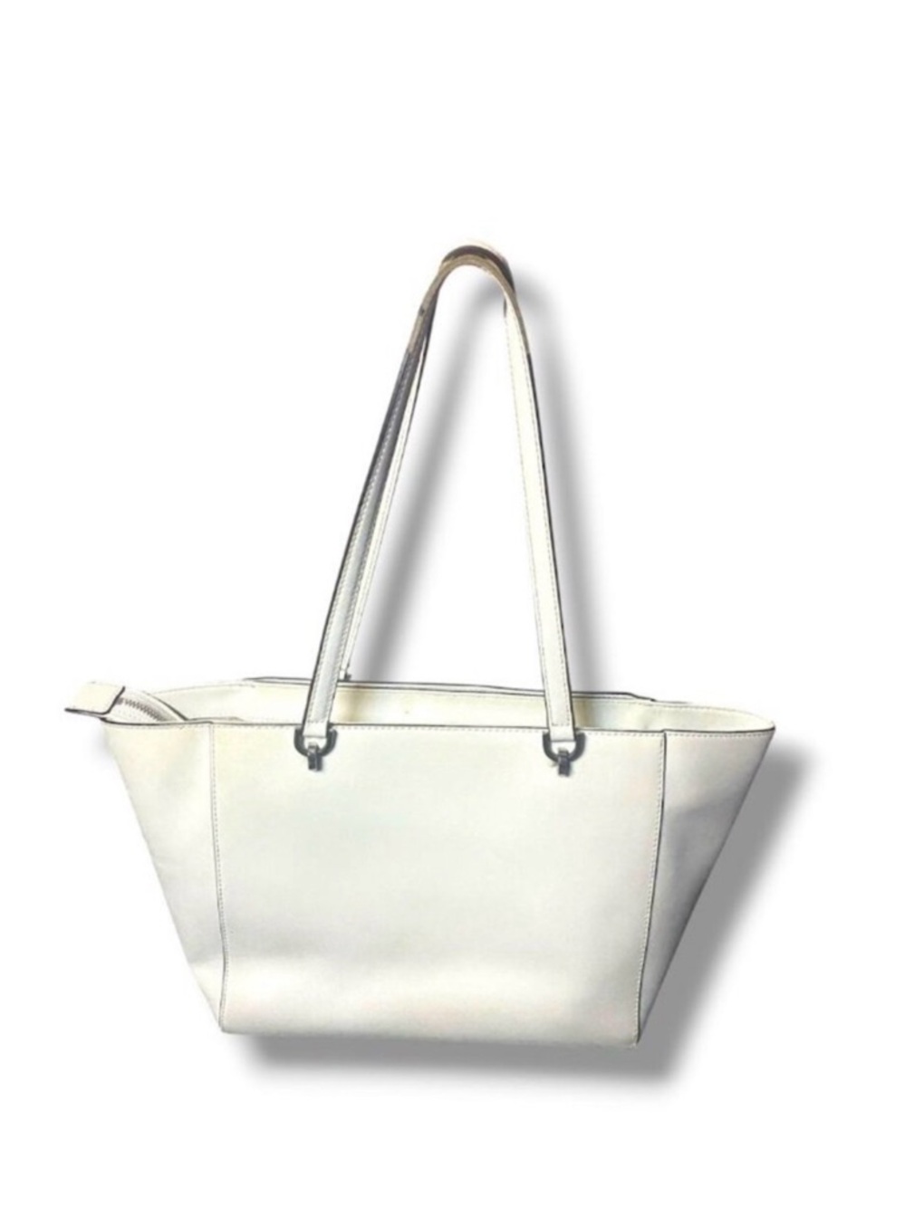Michael Kors White Leather Tote Bag with Silver Hardware - Picture 3 of 4